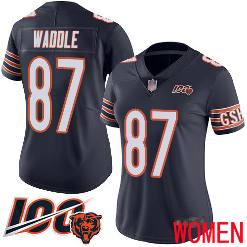 Chicago Bears Limited Navy Blue Women Tom Waddle Home Jersey NFL Football 87 100th Season